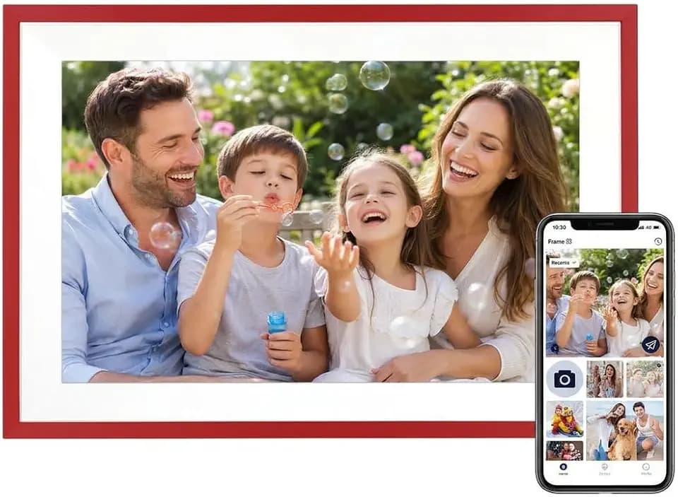 10.1 Inch WiFi Digital Picture Frame, 1280×800 HD IPS Touch Screen, Built‑in 32GB Storage, Auto‑Rotate, Share Photos & Videos via AiMOR App, Best Gift for Your Loved Ones