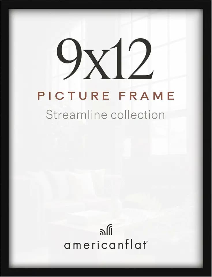 Americanflat 9x12 Picture Frame - Slim Molding - Black