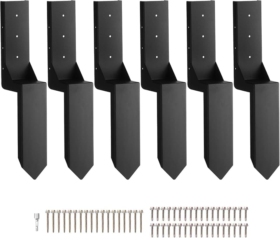 VEVOR Reparaturset für Zaunpfostenanker 6er-Pack Innendurchmesser 8,9 x 8,9 cm Stützpfosten aus Stahl für Zaunpfosten Anker-Erdspieß zur Reparatur von geneigten gebrochenen Holzzaunpfosten Umhüllung