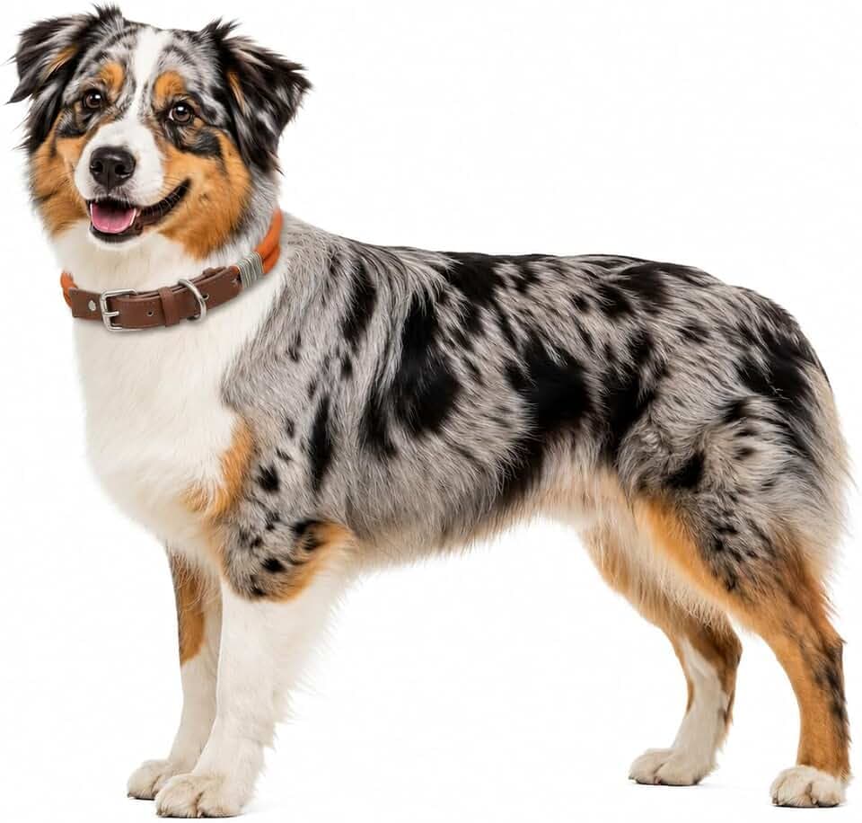 Halsband Hund - Hundehalsband Athos Cognac - Kunstleder und Nylon - verstellbar - gebürstete Metall-Schnalle und D-Ring - Größe M 40-50 cm - Flamingo