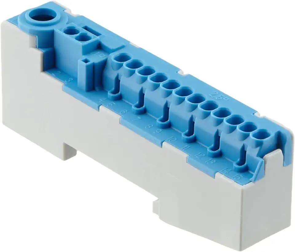 N-Steckkl,12x1,5mm, 2x4mm 1x25mm Rahmenklemme blau