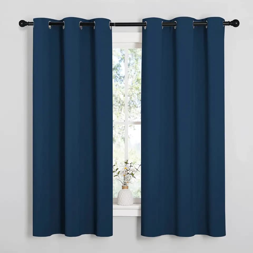 NICETOWN Bedroom Curtain Panels, 1 Pair, 34 by 63-inch, Moroccan Blue