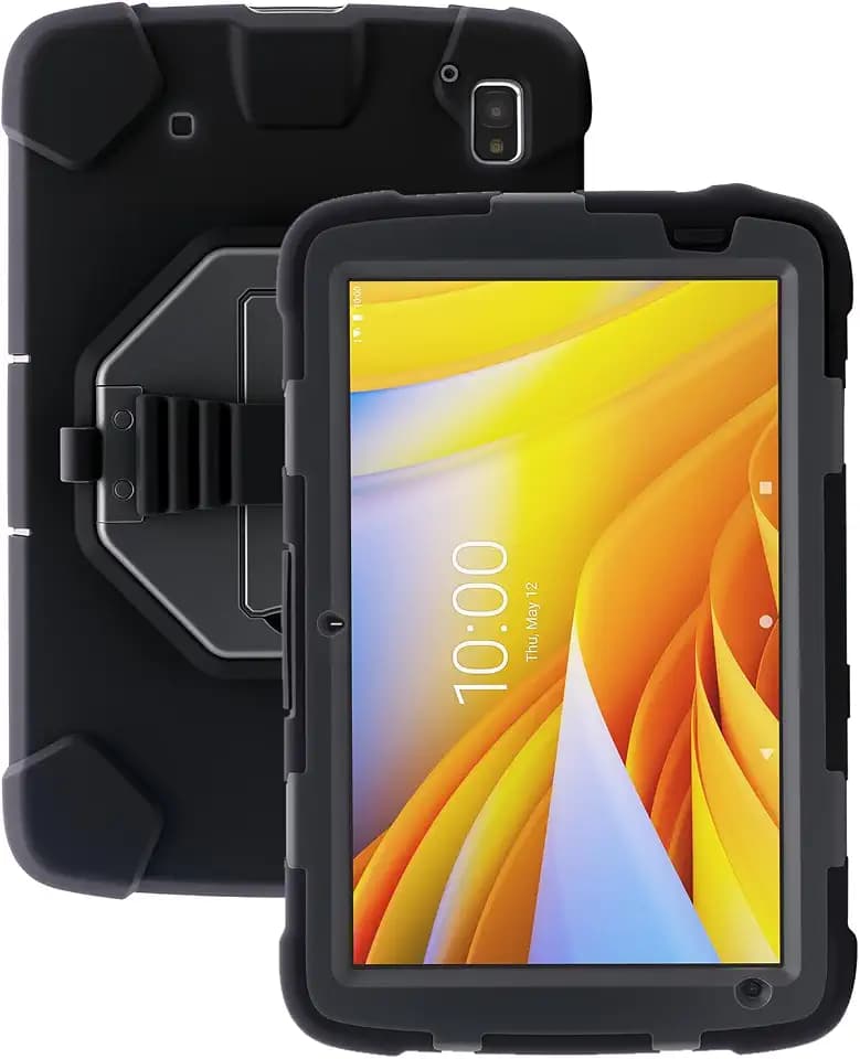 Protective Case for Zebra ET40 ET45 10 Inch Tablet Only, Military Grade Shockproof Rugged Cover with Hand Strap & Stand, SG-ET4X-10EXOSKL1-01 Compatible with Zebra Accessories (Black)