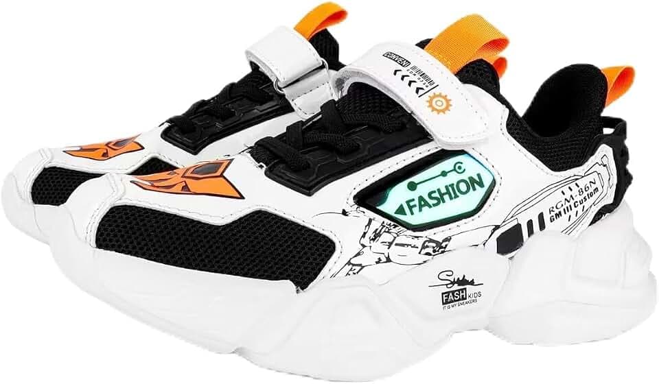 Kid Boys Girls Lightweight Breathable Sneakers Strap Athletic Tennis Shoes for Running Walking