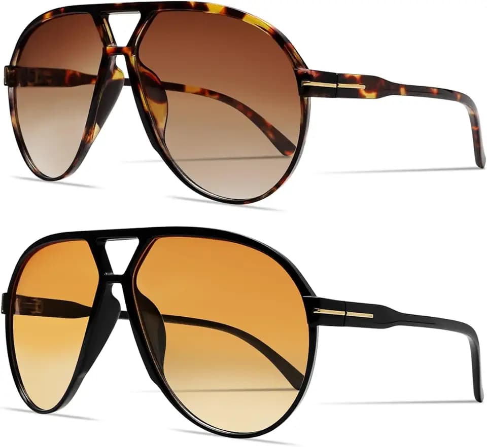 GUVIVI Retro Aviator Sunglasses for Women Men Oversized Lightweight Glasses