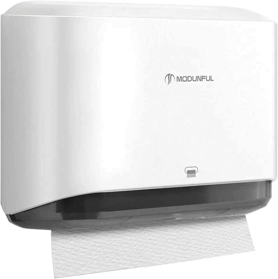 modunful Paper Towel Dispenser Wall Mounted Papierhandtuchspender Ohne Bohren zur Wandmontage, Handtuchspender für Z/V-Falz M Gefaltet Papierhandtücher Papierhandtuchhalter für Bad Weiß