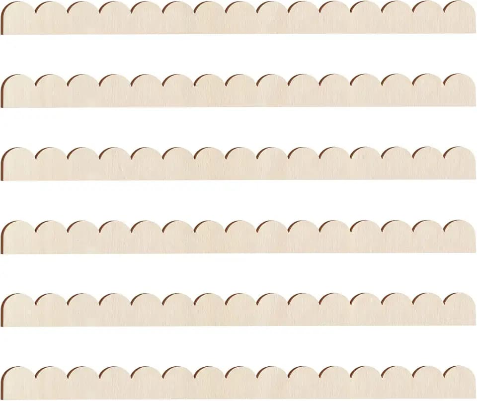 Threehoney 6 Pack Unfinished Scalloped Wood Trim, 24 x 1.65 Inch