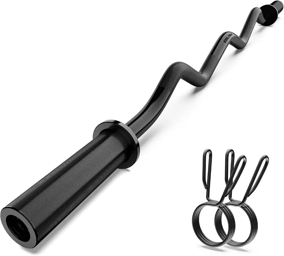 Olympic EZ Curl Barbell Bar-2in, 47" Curl Bar for Weight Lifting