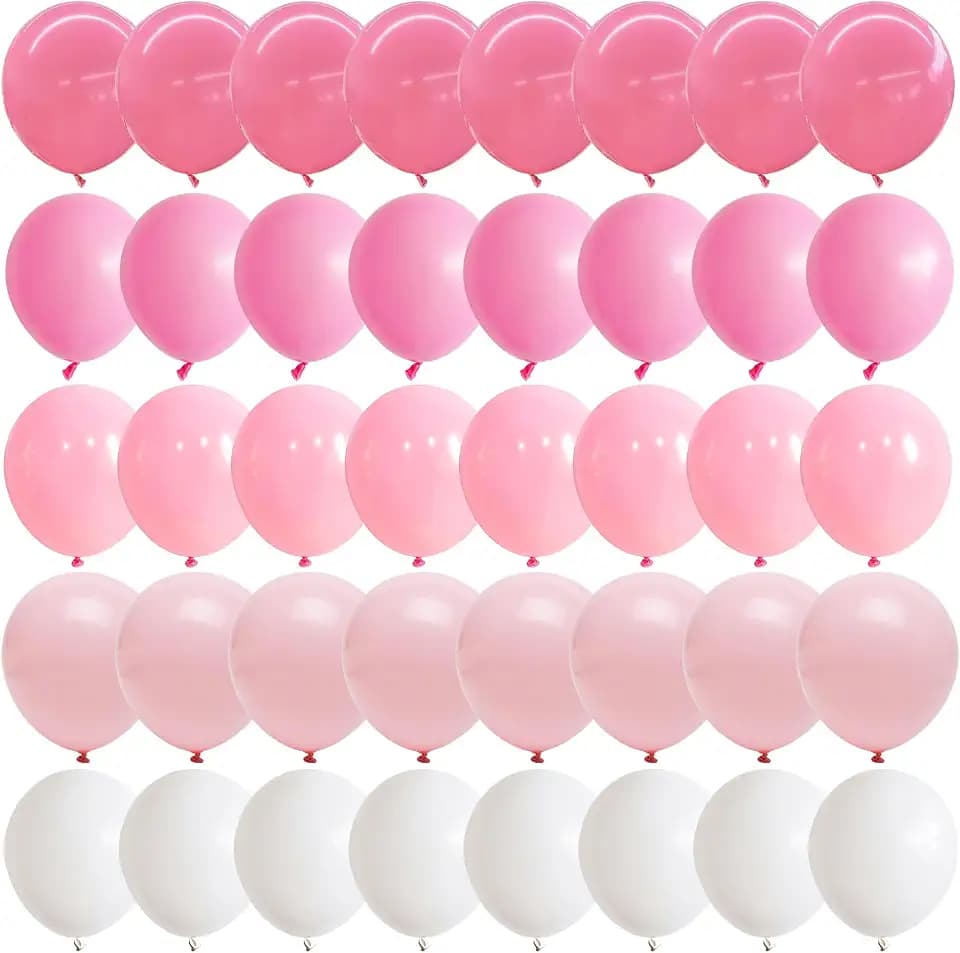 Pink and White Balloons, Pack of 60PCS Dusty Light Pastel Pink White Bow Balloon, Baby Pink Latex Balloon for Girls Women Kitty Birthday Wedding Bridal Baby Shower Cat Theme Party Decorations Supplies