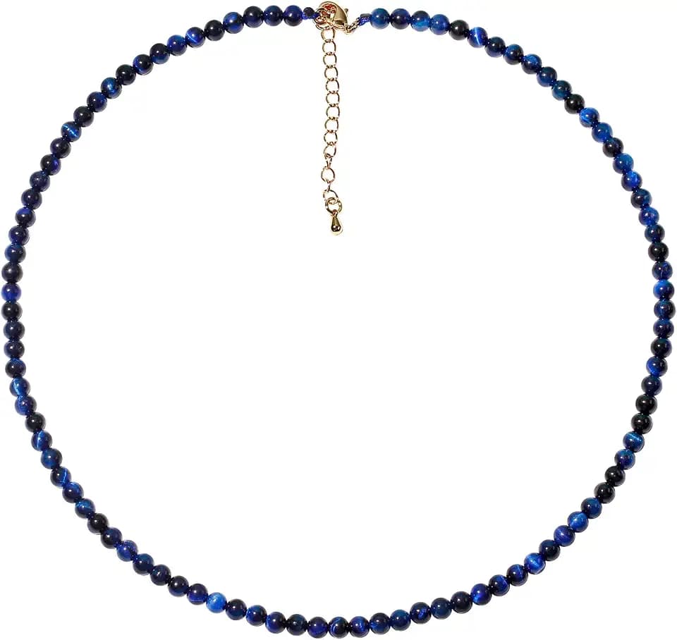 Simple 4mm Gemstones and Crystals Choker Necklace Unisex 16"-18"