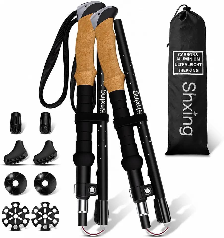 Wanderstöcke faltbar 2er Set, 35 cm, 3K Carbon-Alu