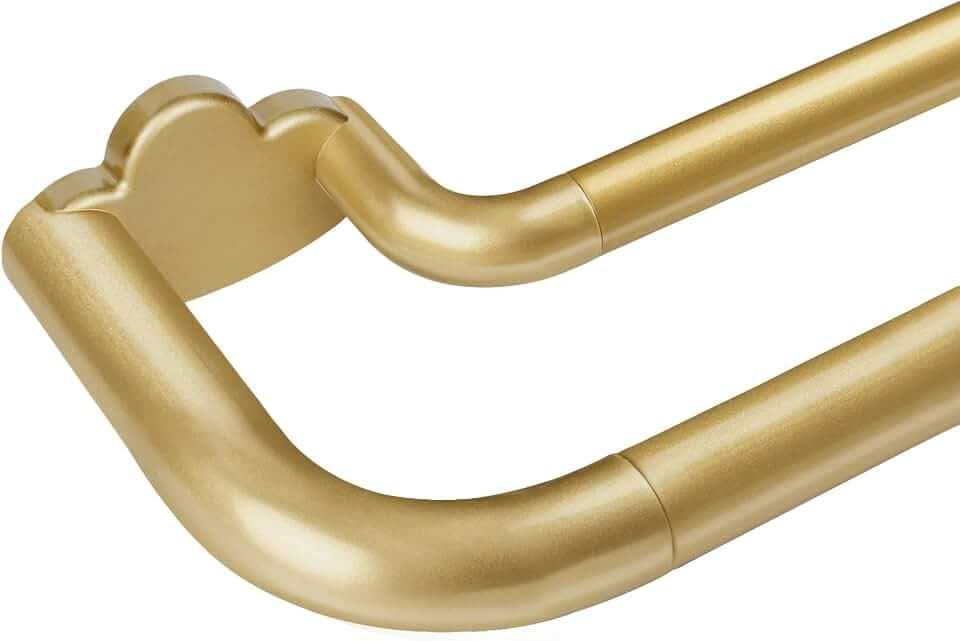 Gold Gardinenstange 2 Läufig 80-148 cm, HOTOZON Metall Teleskop Vorhangstange Doppelläufig, 19 mm Gardinenstange Ausziehbar mit Halterungen für Fenster, Schlafzimmer, Wohnzimmer