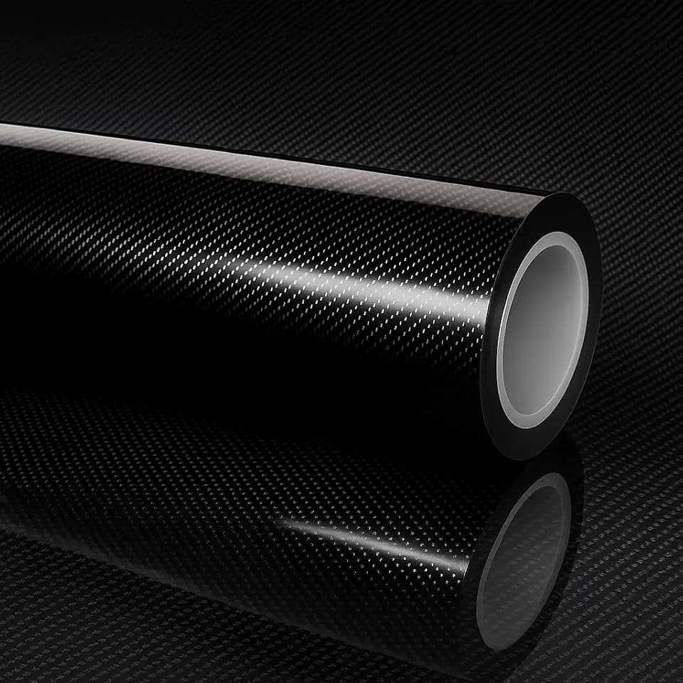 RockRose 7D Super Glossy Black Carbon Fiber Vinyl Wrap - Anti-Wrinkle, Air Release Automotive Wrap - DIY Decals Self Adhesive Car Vinyl Sticker for Interior/Exterior - Size 5FT x 15FT