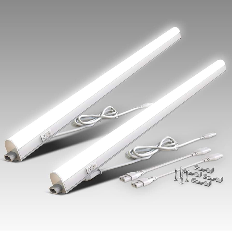 B.K.Licht - 2er Set LED Leiste mit Ein-Ausschalter, neutralweiße Lichtfarbe, erweiterbar, Unterbauleuchte Küche, LED Lichtleiste Küche, Schrankbeleuchtung, Küchenlampe, 87,3x2,2x3 cm, Weiß