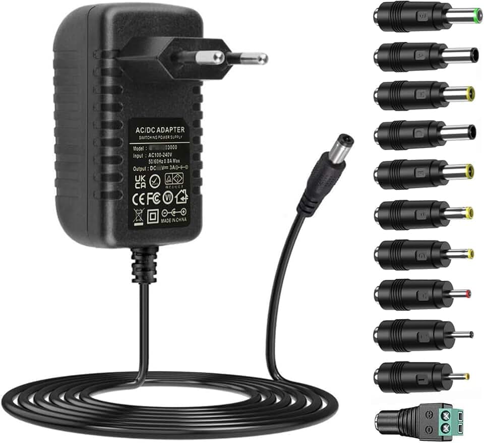 DC12V 3A Netzteil 12V Ladegerät mit 11 DC Stecker AC220V zu DC 12Volt 3A 2.5A 2A 1.5A 1A Netzteil Konverter Transformator für LED Streifen Lichter Kameras Tastaturen GPS Webcam WiFi Router PC Monitor