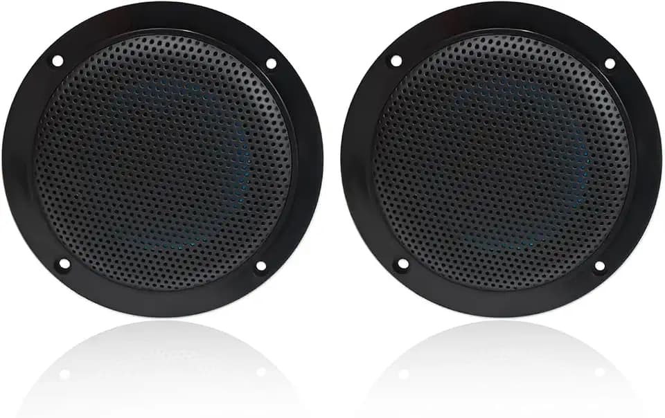 Herdio 4 Inches Waterproof Marine Ceiling Flush Wall Mount Speakers with 160 Watts Power, Handling for Kitchen Bathroom Boat Car Motorcycle Cloth Surround and Low Profile Design - 1 Pair (Black)