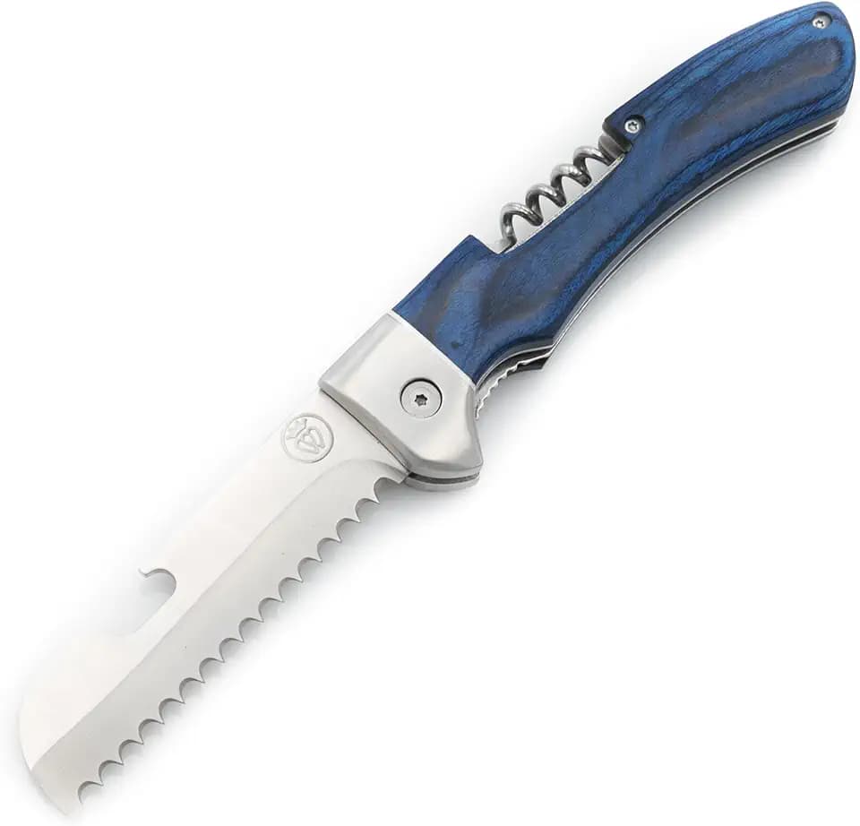 Prince of Scots Premium Picnic Knife — Blue Pakka Wood & Corkscrew