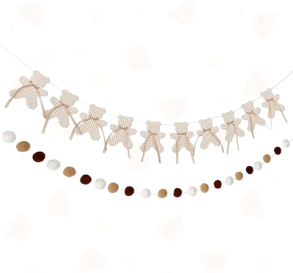 We Can Bearly Wait Garland Banner Neutral Boho Bear Baby Shower Decorations