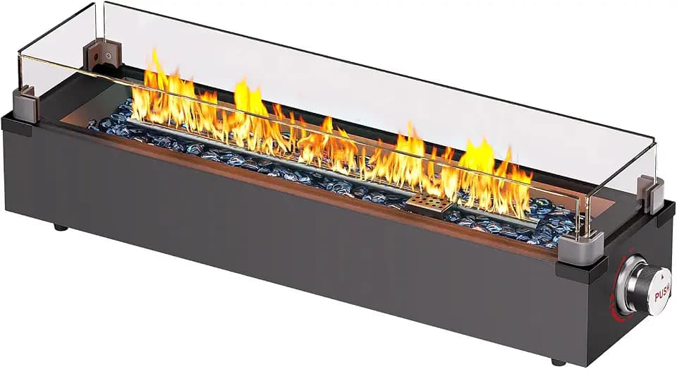 Ciays 28 Inch Tabletop Propane Fire Pit, 50000 BTU Table top Firepit with Glass Wind Guard & Glass Beads, Portable Outdoor Portable Fireplace for Patio and Camping
