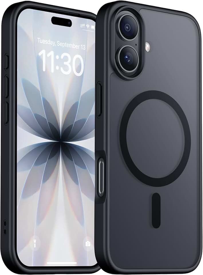 Red2Fire Designed for iPhone 17 Case Magnetic, (Compatible with MagSafe) (Military Grade Drop Protection) Translucent Matte Shockproof Phone Case for iPhone 17 6.3"-Black