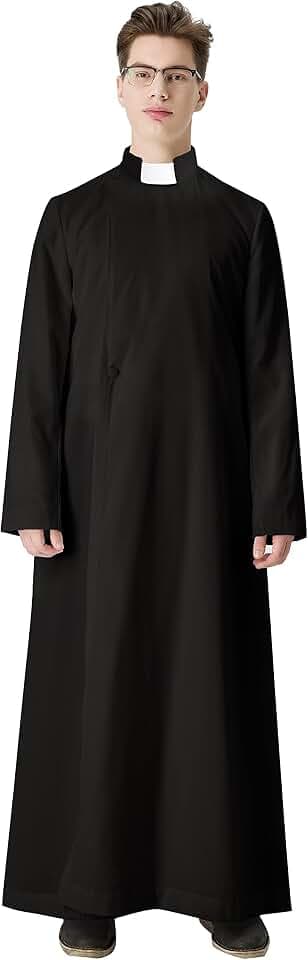 IvyRobes Soutane Kostuem Erwachsenen Kostüm Priester Toga Klerus Kanzel Vestment Pfarrer Kirche Schwarz Rot Weiß