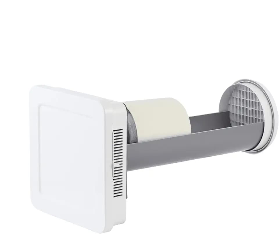 SIEGENIA AEROTUBE WRG smart Wand-Lüfter, dezentrale Wohnraum-Lüftung energiesparend, aktive Zu- oder Abluft, Wärmerückgewinnung, Temperatur- & Feuchtefühler, Verschluss elektrisch, Steuerung per App