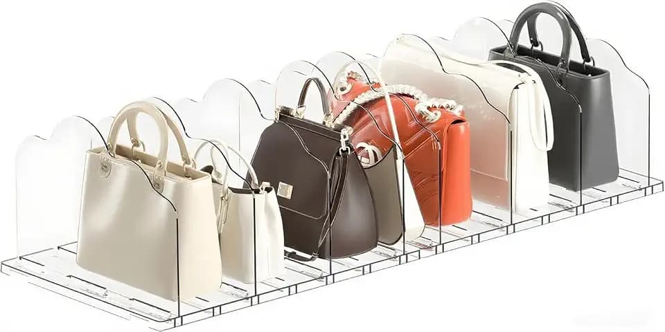 Handtaschen Aufbewahrung, Regalteiler für Schrank, Handtaschen Trenner Organizer, Durchsichtig Acryl Taschenhalter, für Trennwände im Schlafzimmer, Büro, Küche Bad (2)
