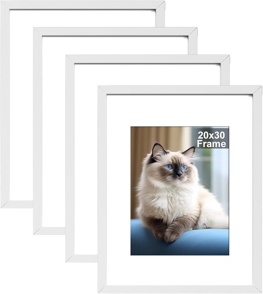 RUN HELIX 4 Pack Bilderrahmen 20x30, 20x30cm Bilderrahmen Weiß, Kann Auf Den Schreibtisch Gehängt Oder Gestellt Werden Fotorahmen, Posterrahmen Benutzt für Wohnzimmer, Schlafzimmer, Arbeitszimmer