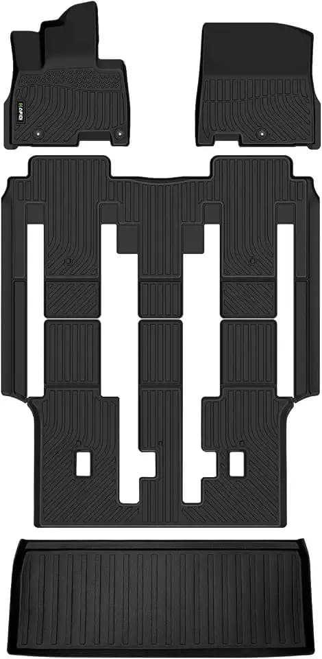 Floor Mats & Cargo Liner Set Fit for 2022-2026 Kia Carnival LX/LXS/EX/SX/LX (Only MPV 8 Seat,Not for Prestige & Hybrid) TPE Car Full Set Floor Liners Custom Accessories - Black