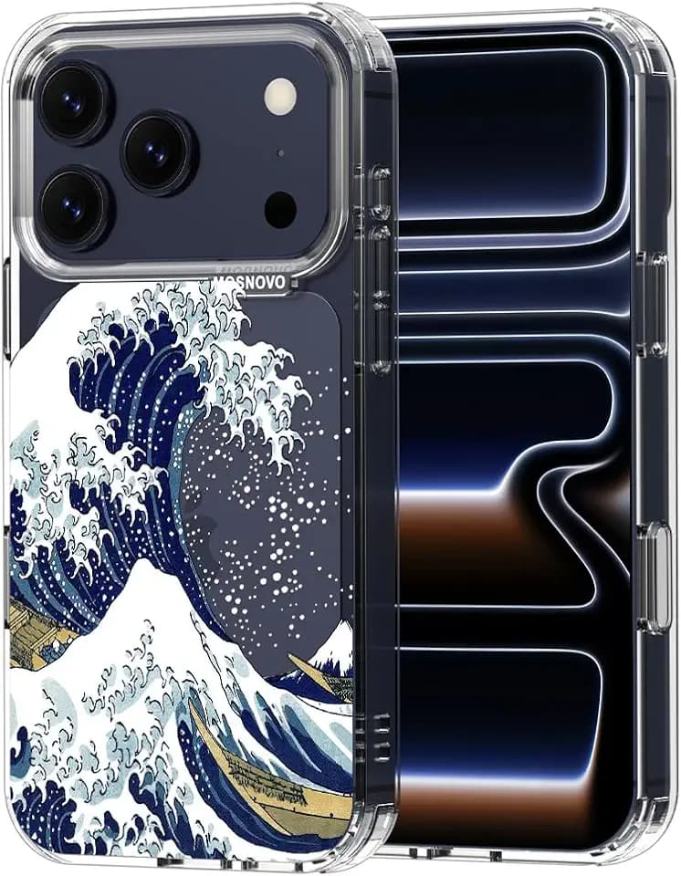 MOSNOVO for iPhone 17 Pro Case | Military Grade 6.6ft Drop Tested | Camera Control | Clear with Great Wave Design