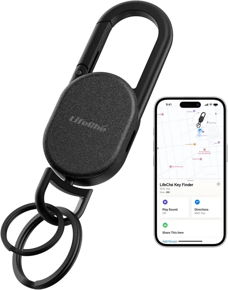Find My Key Finder, Stainless Steel Keychain, Rechargeable Tracker
