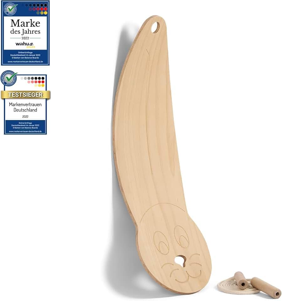 WAHU Balance Board - einzigartiges Board inkl. Halbkugel und Rocker Shape - Surf Balance Board - Gleichgewichtstraining für Kinder und Erwachsene - Board 100% Echtholz