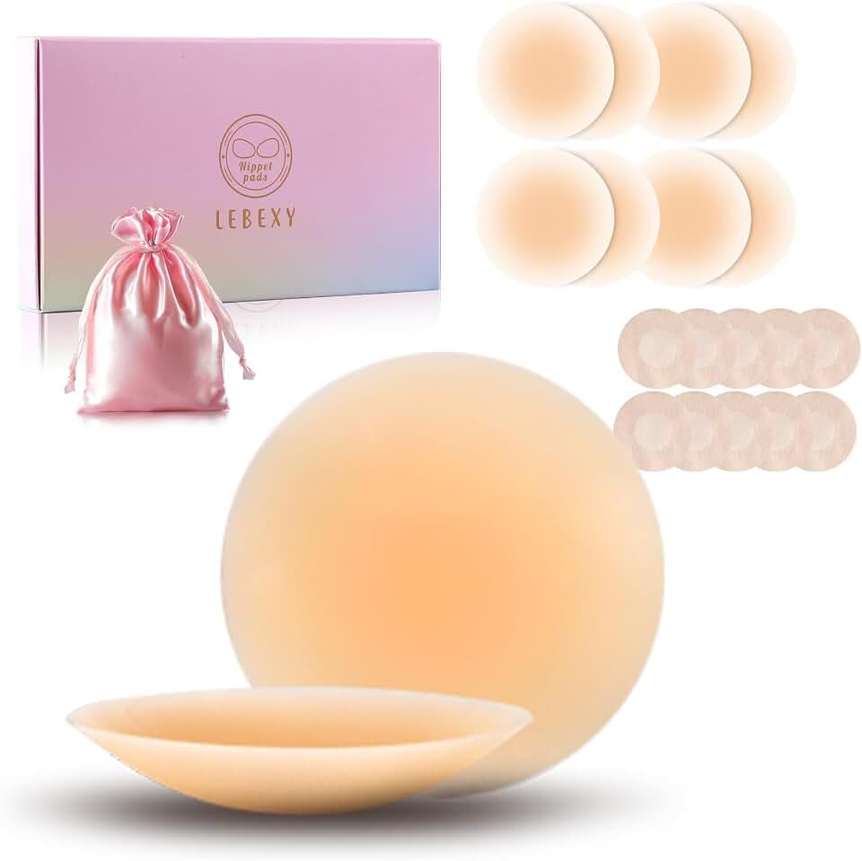 LEBEXY Nippelpads Damen | Nippelcover Selbstklebende Ultra dünn | Nippel Cover Pads | Brustwarzen Abdeckungen Nippelkleber | Nippelabdeckung Ultradünne | Brustwarzenabdeckung, 4 Paar 8cm, Atmungsaktiv