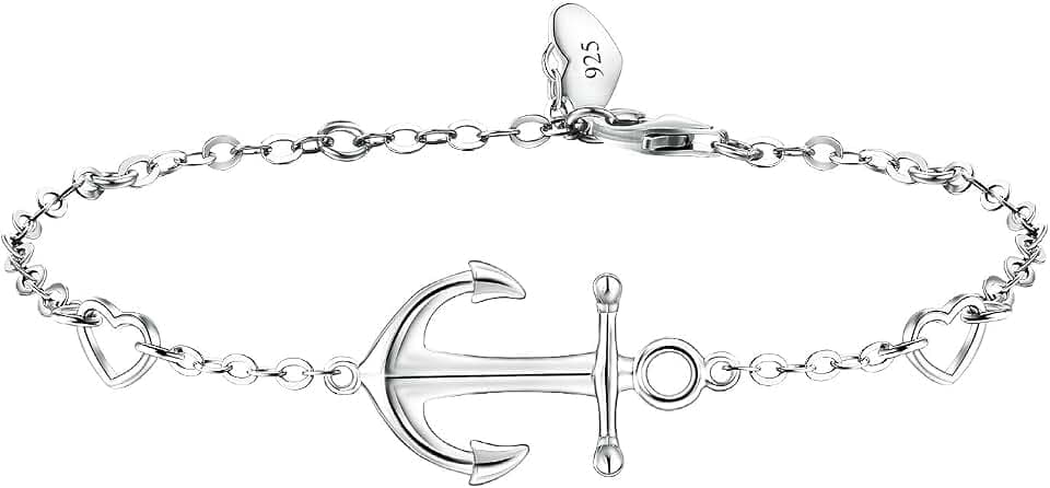 BlingGem Armband Damen Anker Gliederarmband Lebensbaum 925 Sterling Silber Weißgold vergoldet Baum des Lebens Armkette Frauen Geschenk für Damen