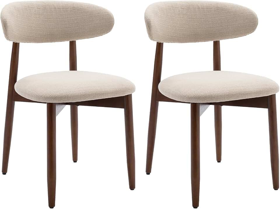 COLAMY Esszimmerstühle 2er Set, Moderne Küchenstühle Gepolstert, Polsternder Stühle Esszimmer mit Rückenlehne, Stoff Dining Chairs mit Back und Holzbeinen für Esszimmer, Küche, Restaurant, Beige