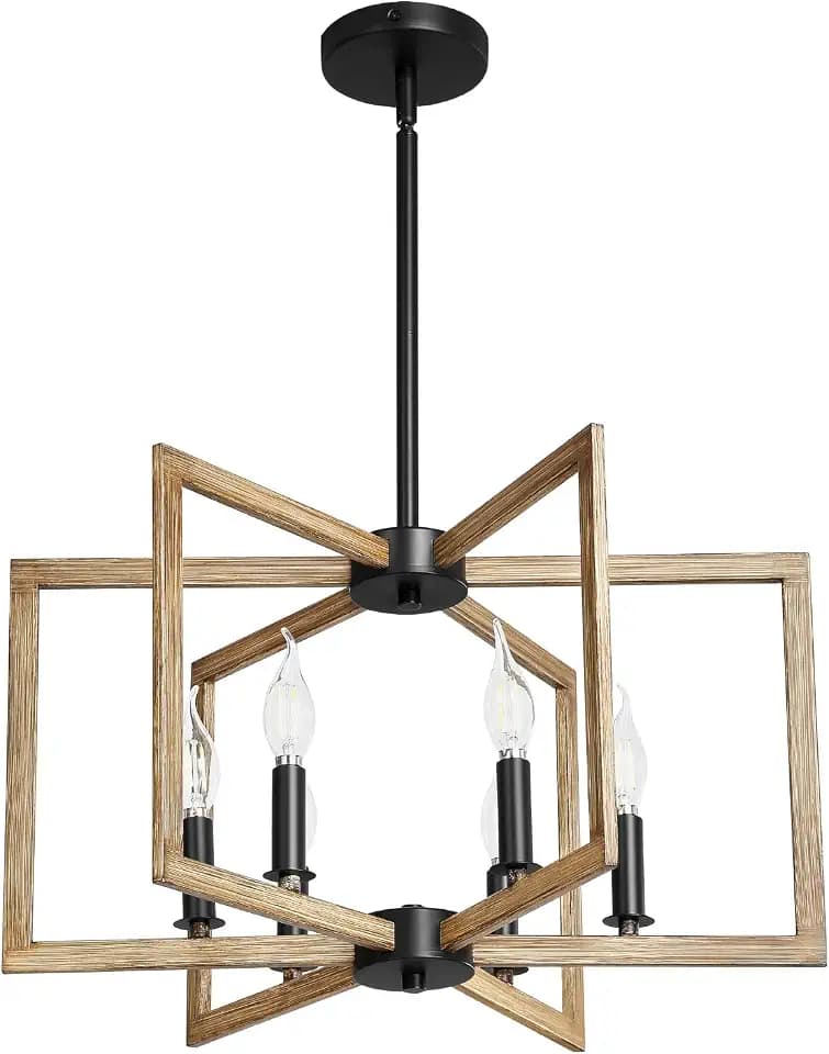 VEVOR 6-Light Chandelier, Metal Farmhouse Chandelier, Adjustable Height, Dining Room Hanging Light Fixture for Ceilings, Modern Chandelier for Bedroom, Foyer, Hall, Kitchen, Living Room and Entryway