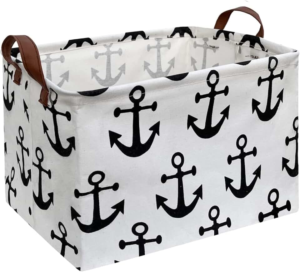 CLOCOR Rectangular Storage Basket,Collapsible Storage Bin,Gift Baskets(Anchor)