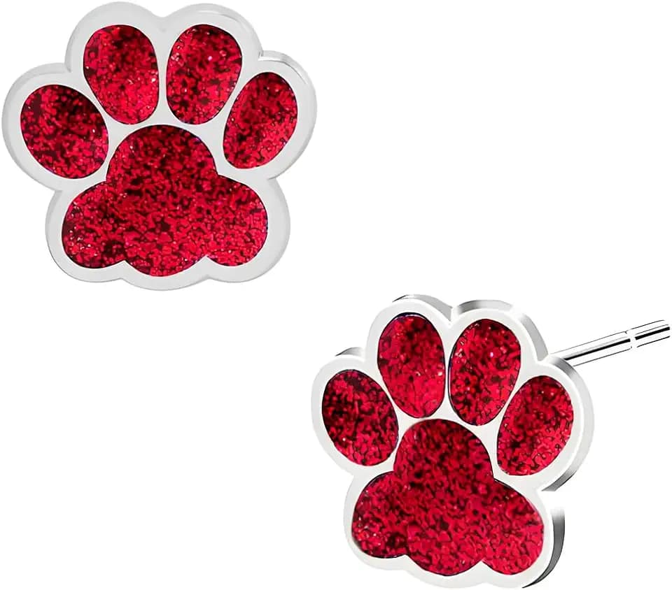 Dreuyet Paw Print Stud Earrings for Women Cute Glitter Cat Dog Puppy Animal Footprint Earring Hypoallergenic Jewelry Birthday Gifts