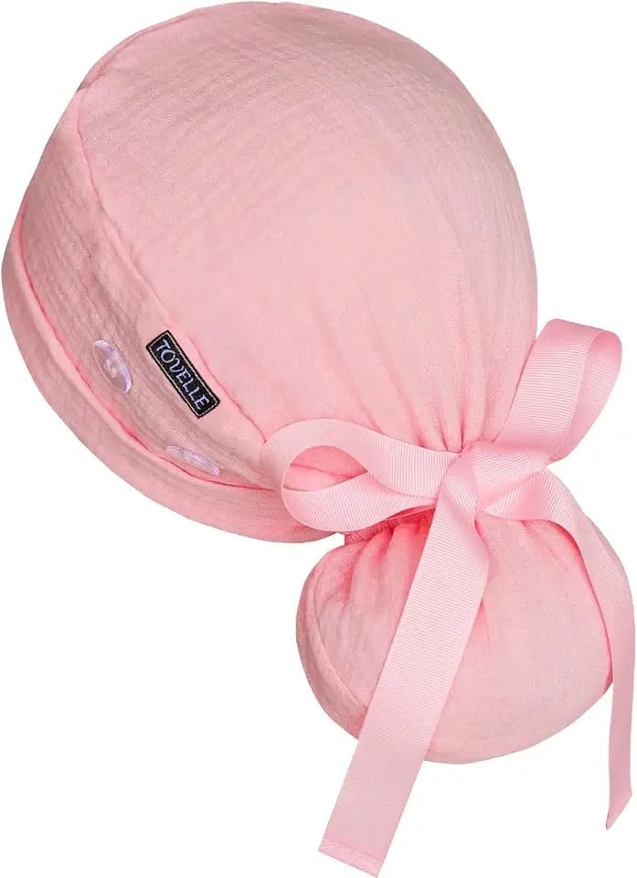 Ponytail Scrub Cap for Women Cotton Surgical Cap with Buttons