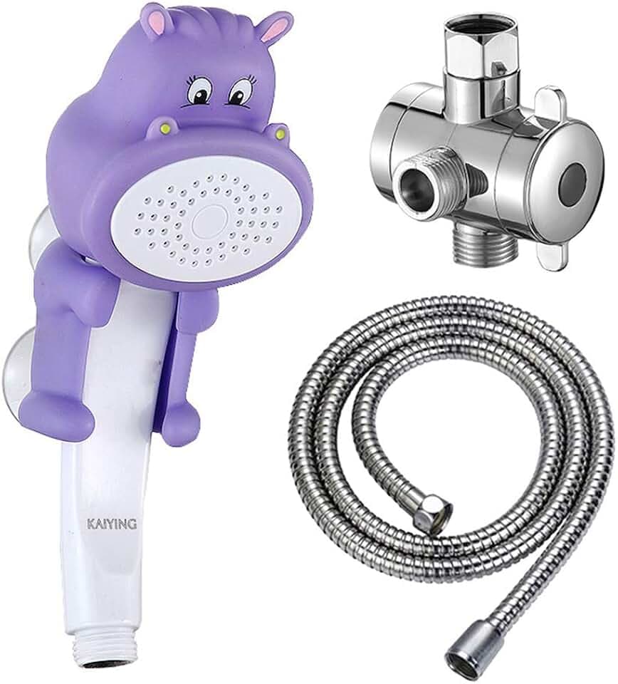 KAIYING Nilpferd Kinderdusche mit Halterung, Schlauch & Umlenkventil