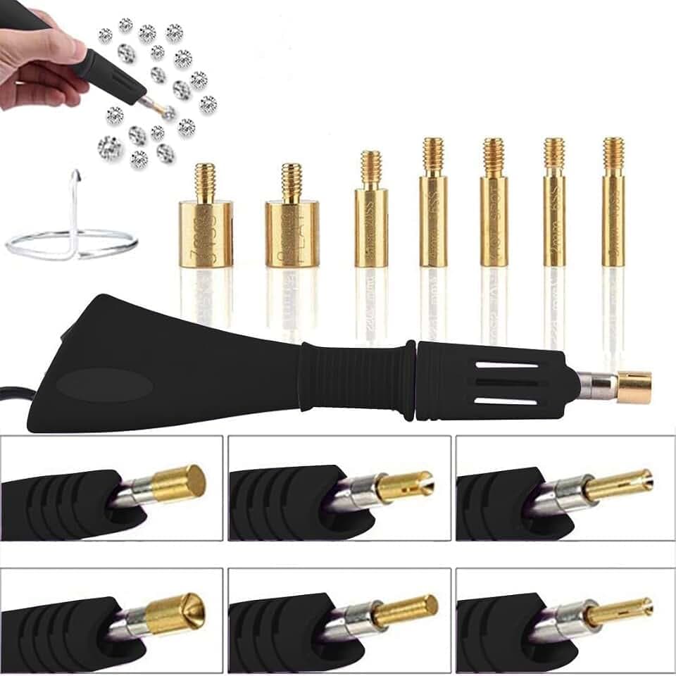 XUDREZ Hotfix Rhinestone Applicator 7 in 1 Iron-On DIY Tool with 7 Size Tip