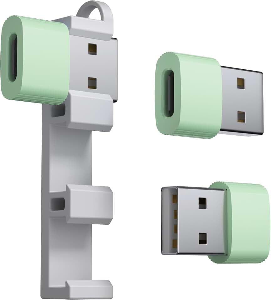 USB to USB C Adapter 3-Pack Green, USBC Female to USB Male