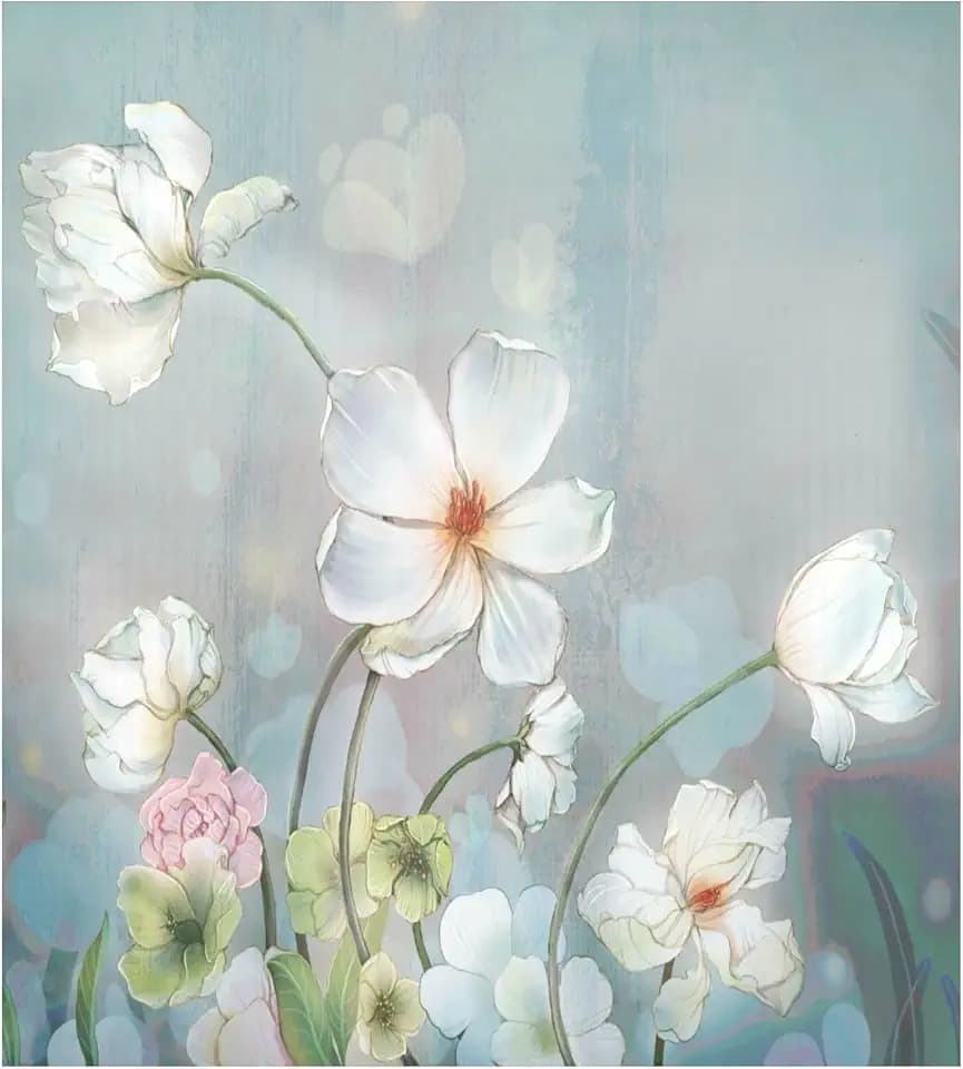 Naanle Dishwasher Magnet Cover Blooming White Flowers Front Dishwasher Cover Magnetic Home Cabinet Decals Appliances Stickers Refrigerator Decorative 23" x 26"