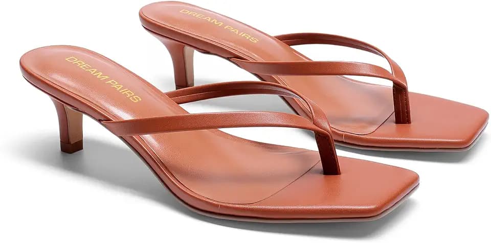 DREAM PAIRS Women's Flip Flop Kitten Heel Sandal