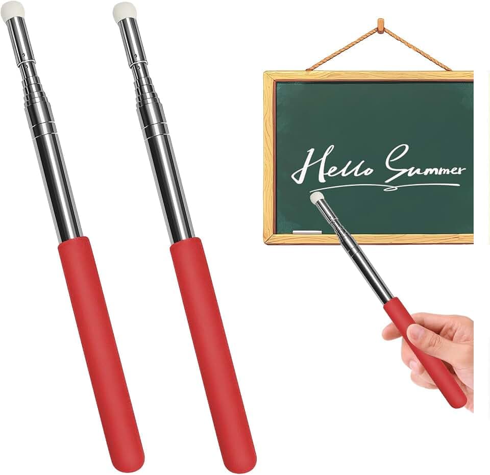 Zeigestab Ausziehbar 2er Set 120cm, Teleskop Zeigestab für Whiteboard und Tafel, Ausziehbarer Teleskopstab aus rostfreiem Stahl, Rutschfester Griff für Präsentationen und Unterricht