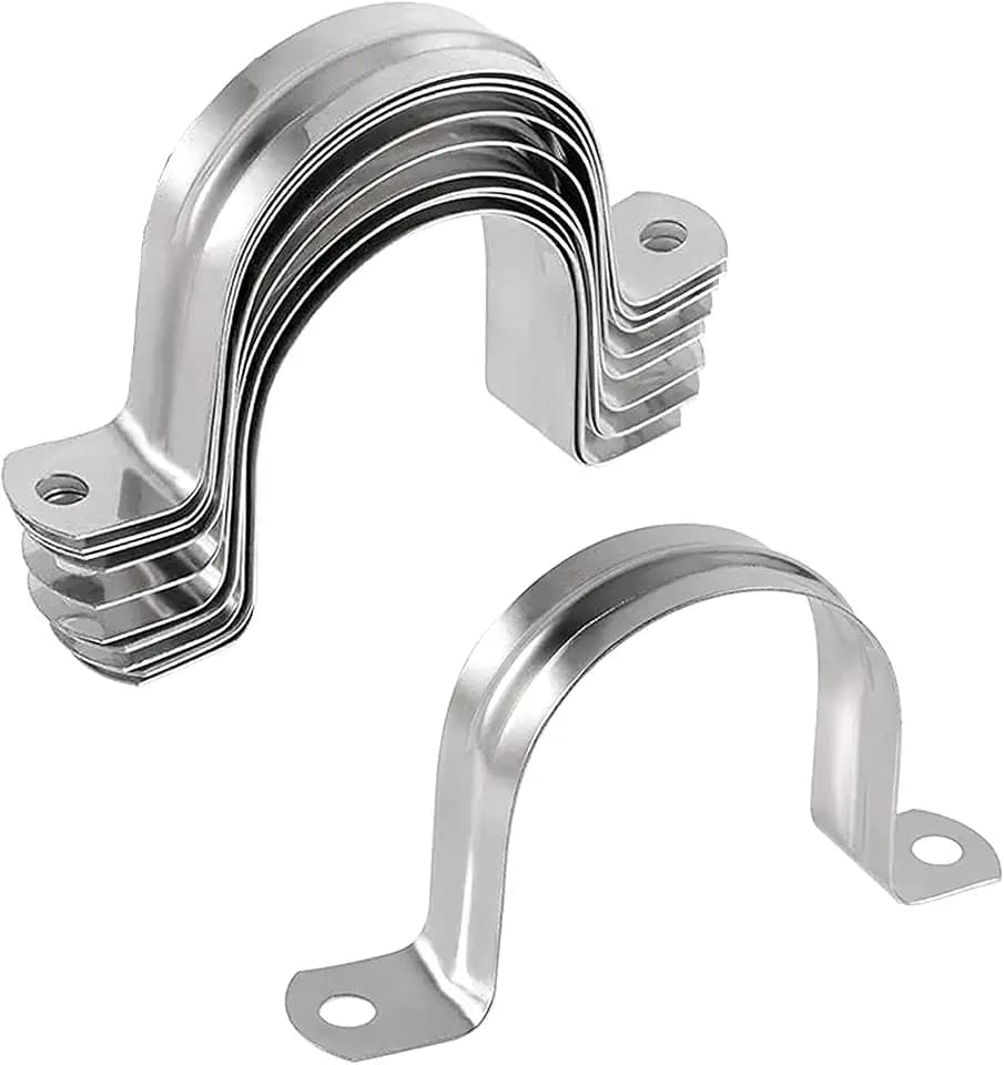 10 Pcs 3inch Rigid Pipe Strap,Two Hole Stainless Steel Strap U Bracket, Widened Tube Strap Tension Clip Assortment Kit Heavy Duty Pipe Clamp for Pipe Fixing（90mm）