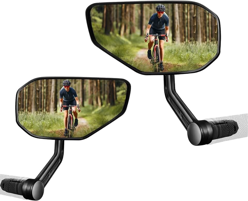 Fahrradspiegel, 2 stück Fahrrad Rückspiegel für Lenker,Kratzfeste Glaslinse Fahrrad Spiegel,Großer Fahrradrückspiegel Lenkerendenspiegel für E-bike Links und Rechts (15-20mm)