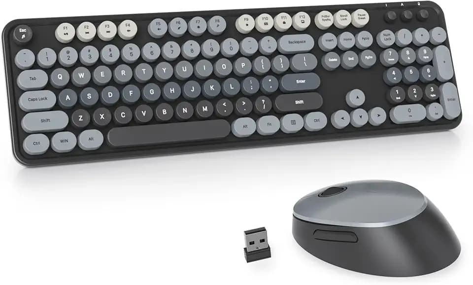 Owpkeenthy Retro Keyboard and Mouse Wireless Gradient Dark