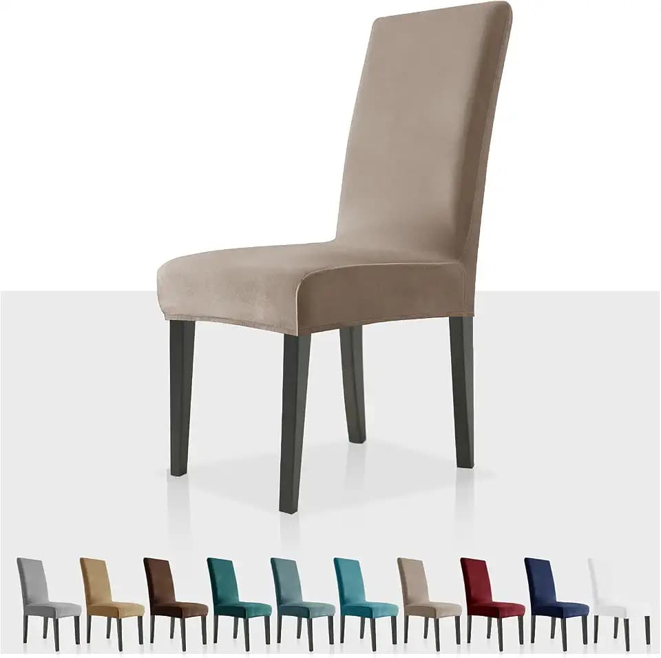 MAXIJIN Stretch Samt Stuhlbezüge für Esszimmerstühle Abnehmbare Velours Esszimmerstuhlbezüge Plüsch Stuhlbezüge für Esszimmer, Hotel, Küche, Zeremonie (Khaki, 2)