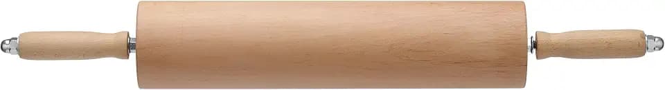 HENDI Nudelholz, mit Stahlschaft und Kugellagern, ergonomische Griffe, rollt besonders geschmeidig, für große Mengen Teig, Teigroller, ø90x667mm, Buchenholz, Stahl
